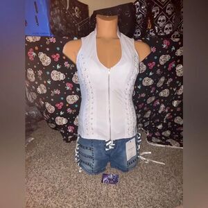 Lydia Lace Up Corset Top in White